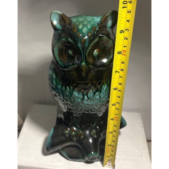 Blue Mountain Pottery Owl Ceramic Green Drip Glaze Vintage 10" Tall Canada Vtg - Picture 6 of 9
